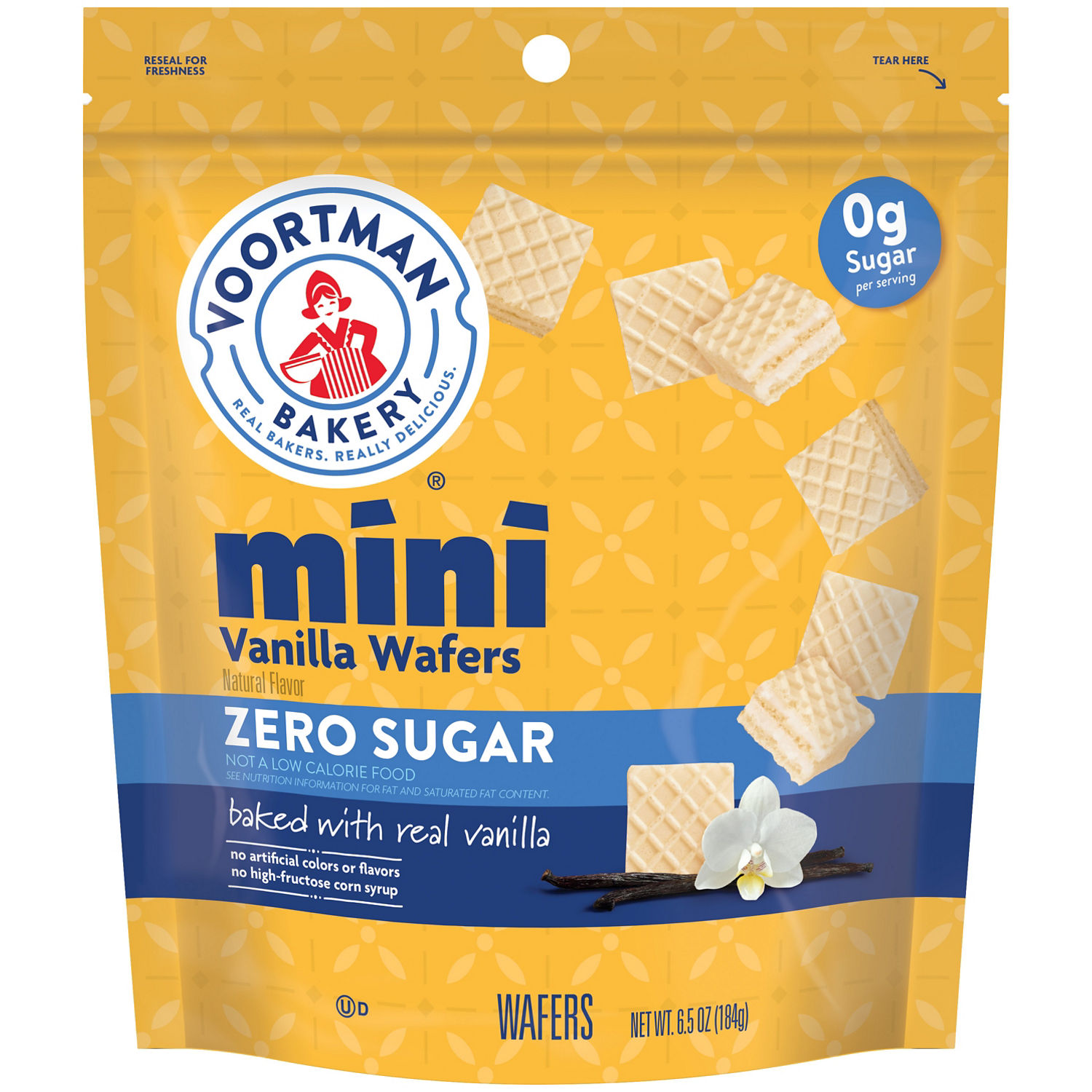 Voortman Zero Sugar Mini Wafers, Vanilla, 6.5 oz