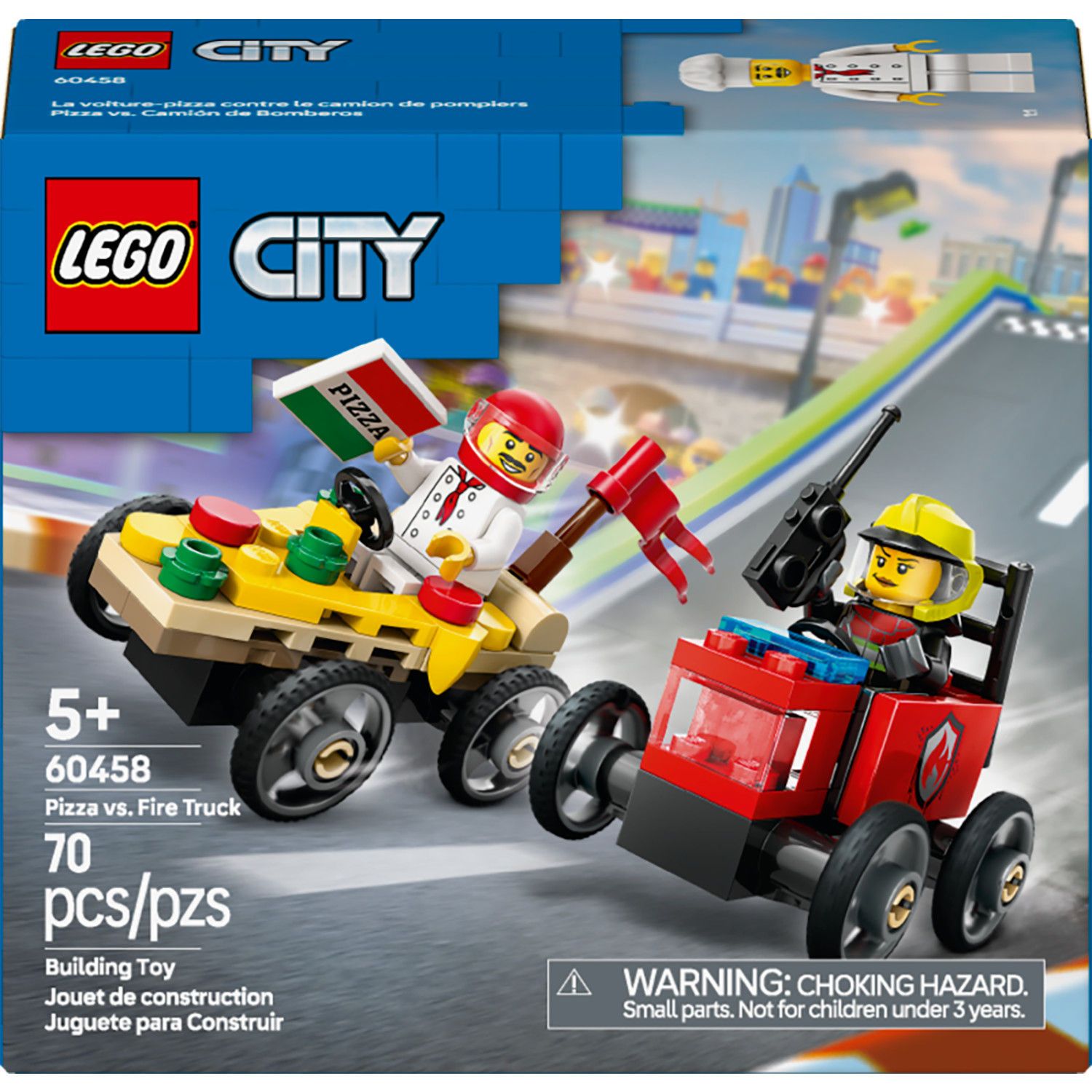 LEGO City Pizza vs. Fire Truck Race Car Pack (60458)