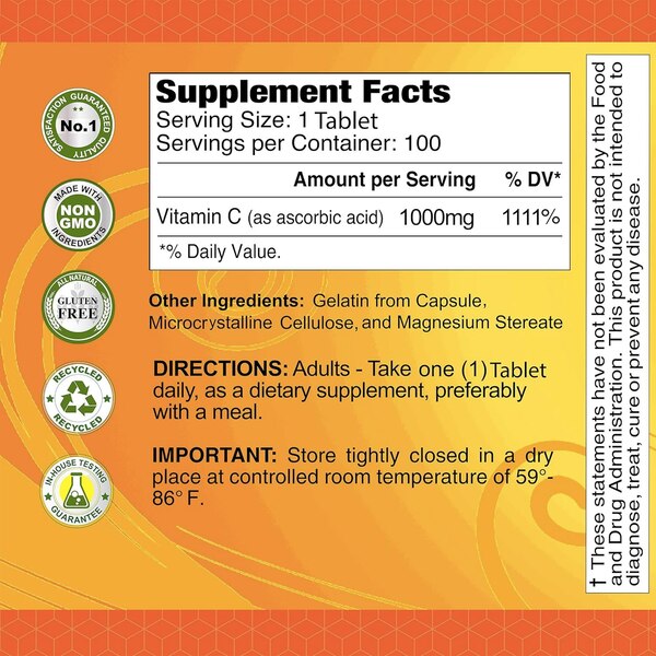 Alfa Vitamins Vitamin C 1000 mg Tablets, 100 CT