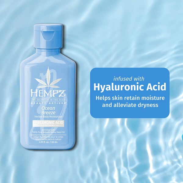 Hempz Herbal Body Moisturizer with Hyaluronic Acid, Ocean Breeze, 2.25 OZ
