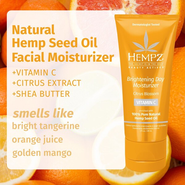 Hempz Citrus Blossom Brightening Day Facial Moisturizer with Vitamin C, 3 OZ