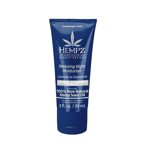 Hempz Lavender & Chamomile Restoring Night Facial Moisturizer with Bakuchiol, 3 OZ