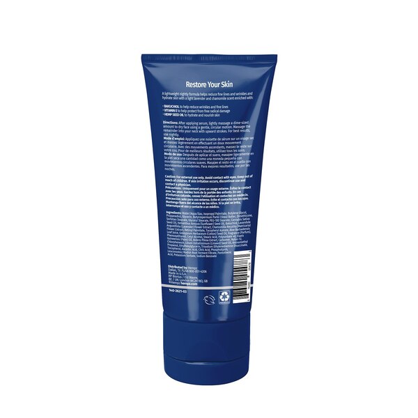 Hempz Lavender & Chamomile Restoring Night Facial Moisturizer with Bakuchiol, 3 OZ