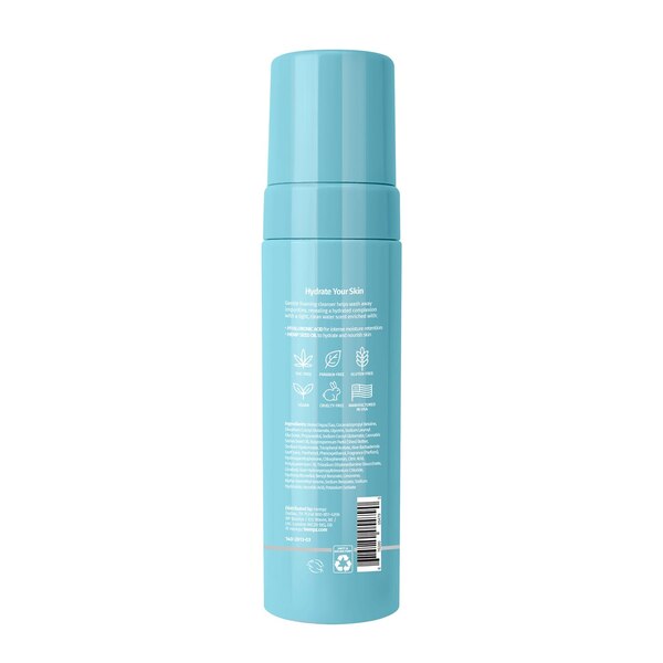 Hempz Hydrating Gentle Facial Foaming Cleanser with Hyaluronic Acid, Ocean Breeze, 6 OZ