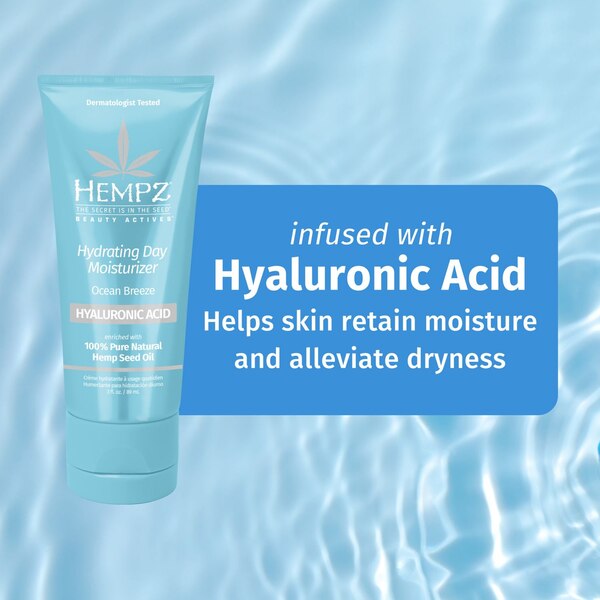 Hempz Hydrating Day Moisturizer with Hyaluronic Acid, Ocean Breeze, 3 OZ
