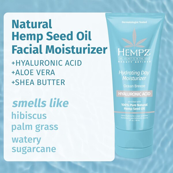 Hempz Hydrating Day Moisturizer with Hyaluronic Acid, Ocean Breeze, 3 OZ