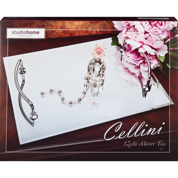 Studio Silversmiths 16-Inch Vanity Organizer Bathroom Tray With Handles