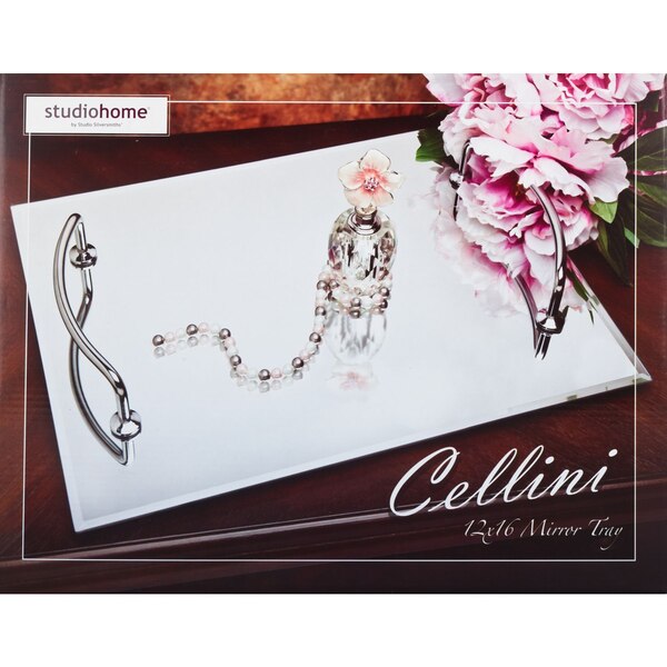Studio Silversmiths 16-Inch Vanity Organizer Bathroom Tray With Handles