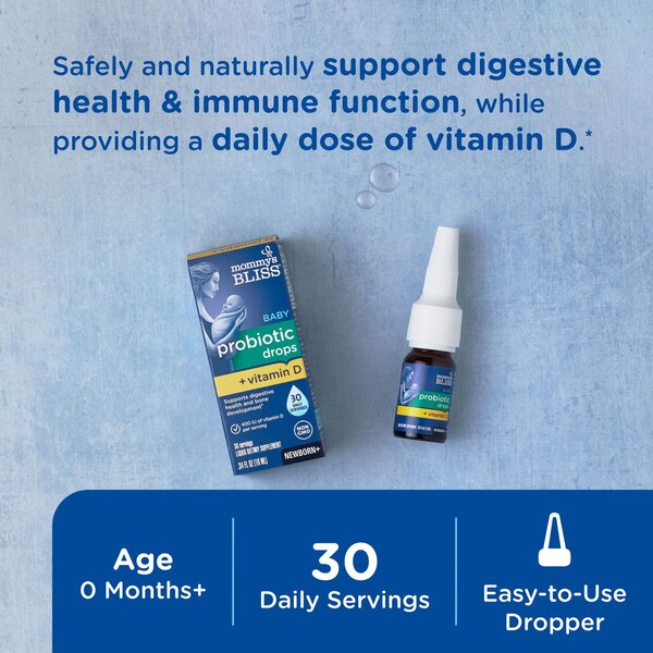 Mommy's Bliss Probiotic Drops + Vitamin D, 0.34 FL OZ