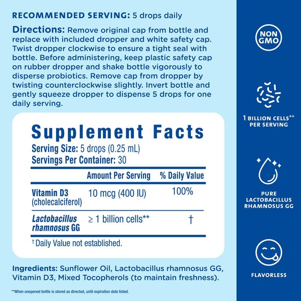 Mommy's Bliss Probiotic Drops + Vitamin D, 0.34 FL OZ