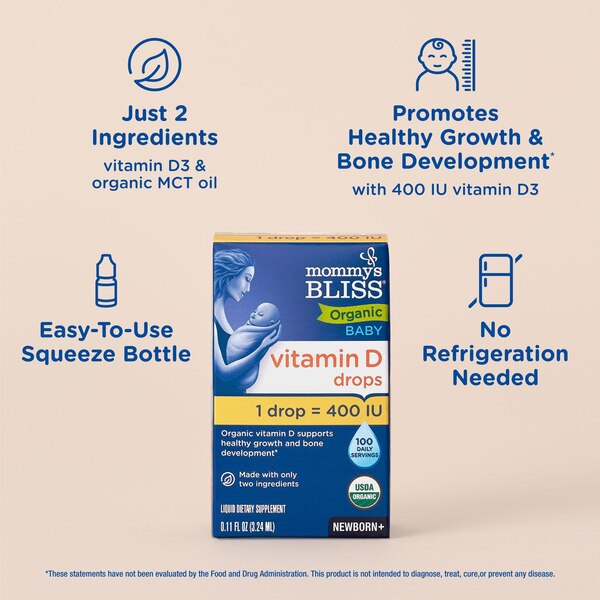 Mommy's Bliss Organic Baby Vitamin D Drops, 0.11 FL OZ