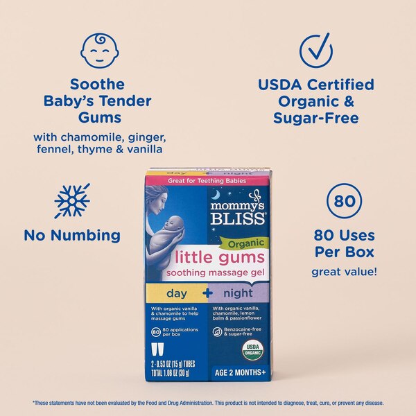 Mommy's Bliss Organic Little Gums Organic Soothing Massage Gel, 2 CT