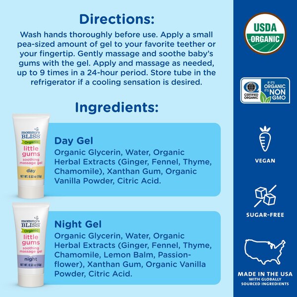 Mommy's Bliss Organic Little Gums Organic Soothing Massage Gel, 2 CT