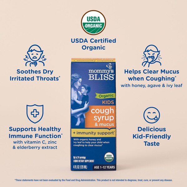 Organic Kids Cough Syrup & Mucus plus Immunity Support​