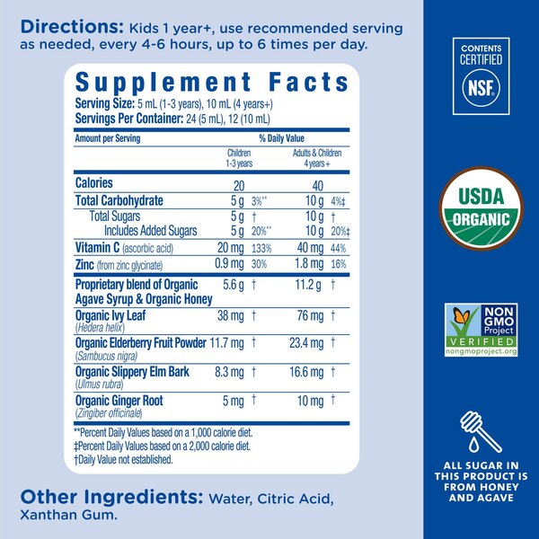 Organic Kids Cough Syrup & Mucus plus Immunity Support​