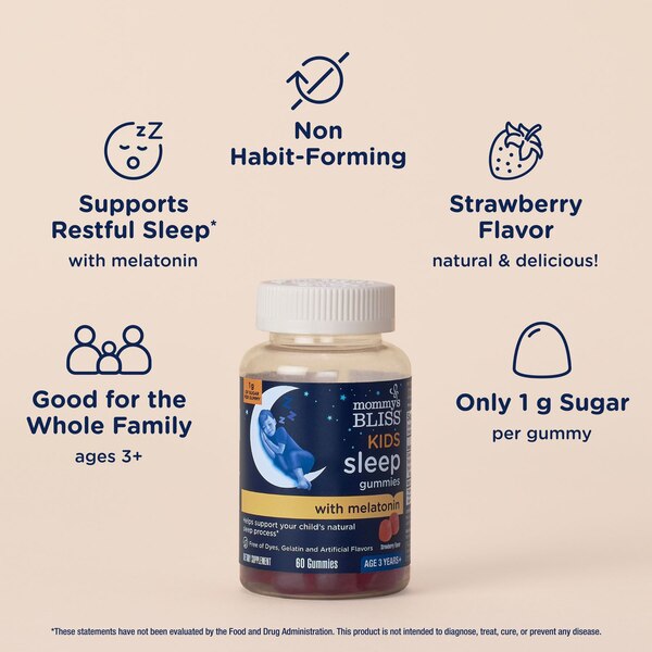 Mommy's Bliss Kids Sleep Melatonin Gummies, Strawberry, 60 CT