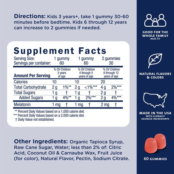 Mommy's Bliss Kids Sleep Melatonin Gummies, Strawberry, 60 CT