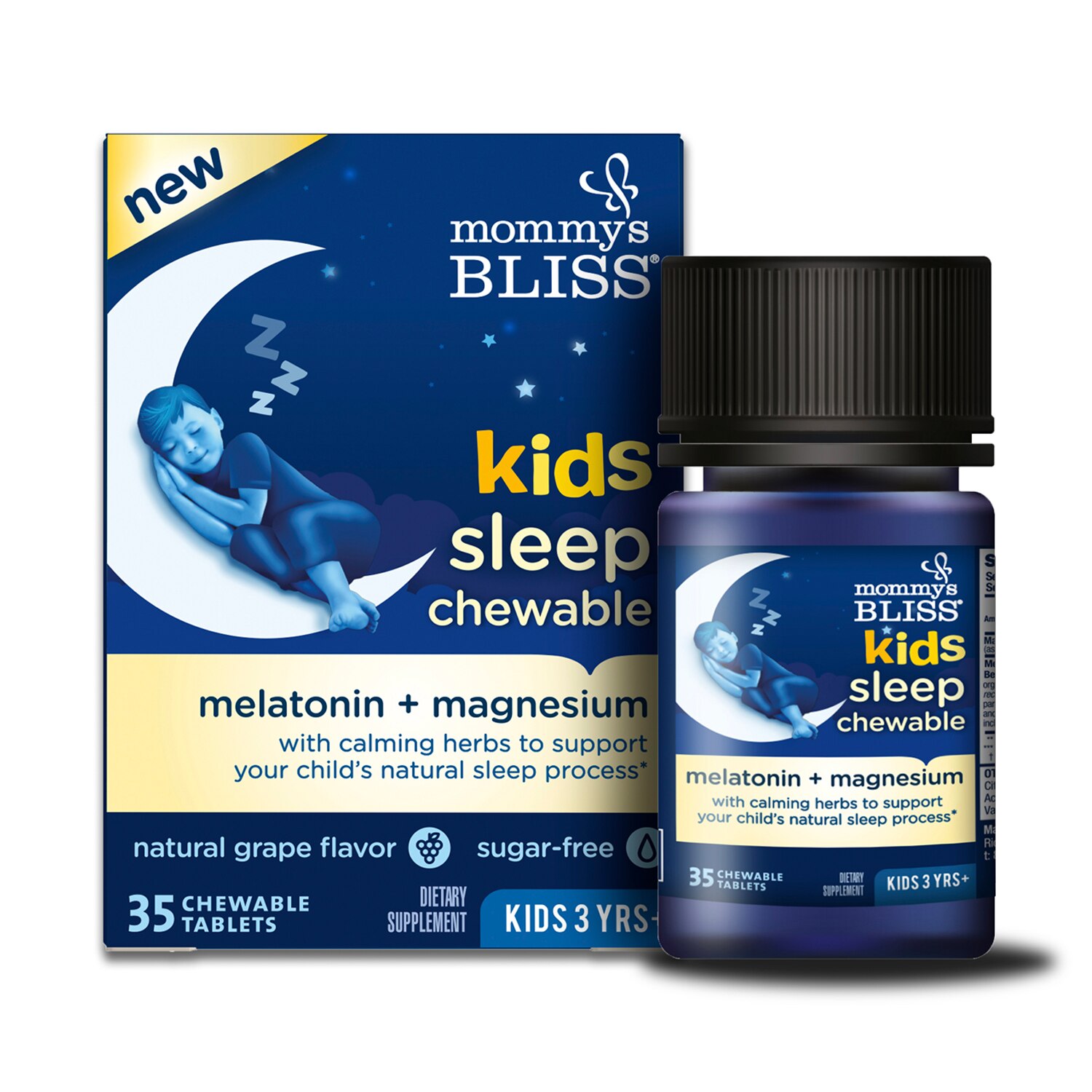 Mommy's Bliss Kids Sleep Chewable with Melatonin + Magnesium, Natural Grape Flavor, 35 CT