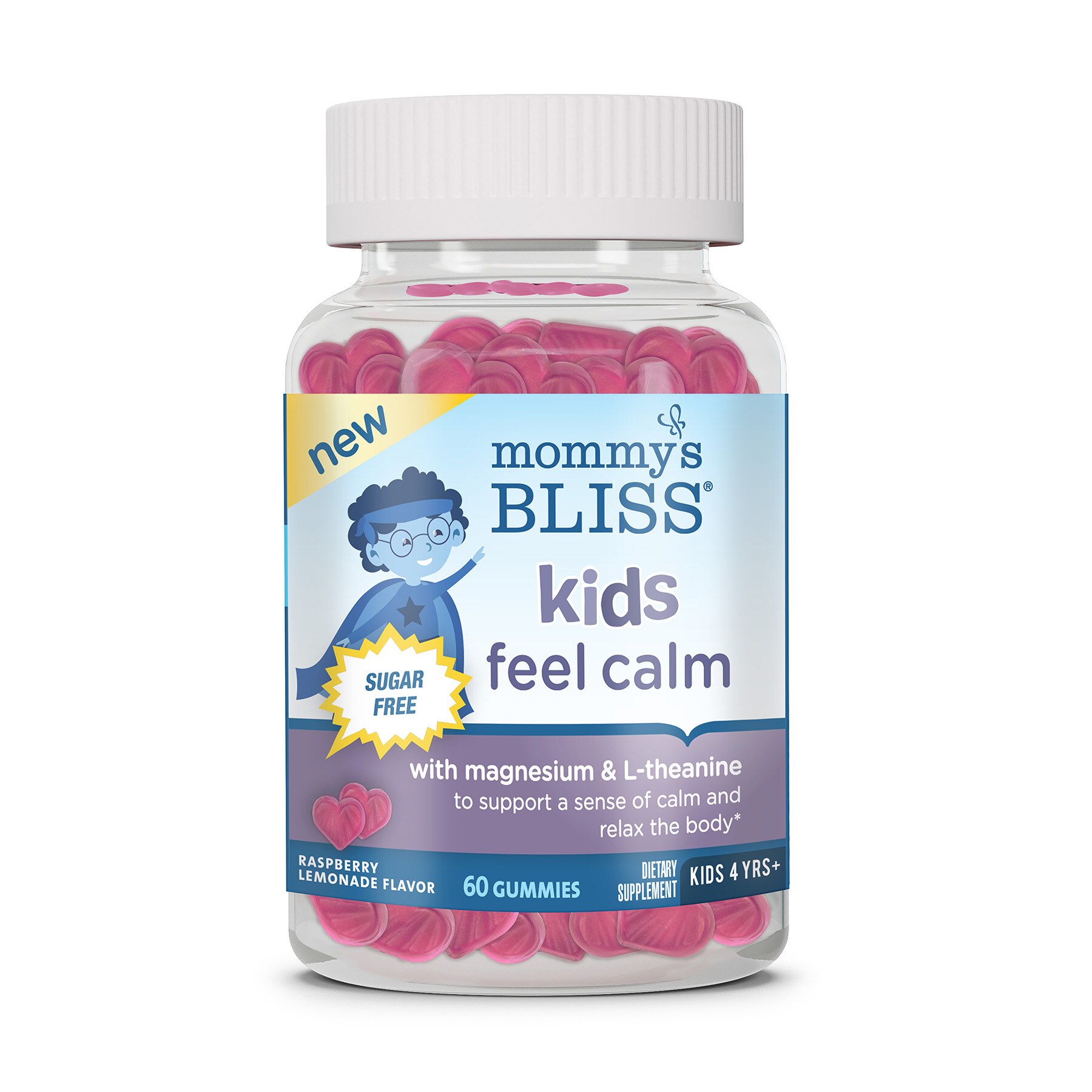 Mommy's Bliss Kids Feel Calm Gummies, Raspberry Lemonade Flavor, 60 CT