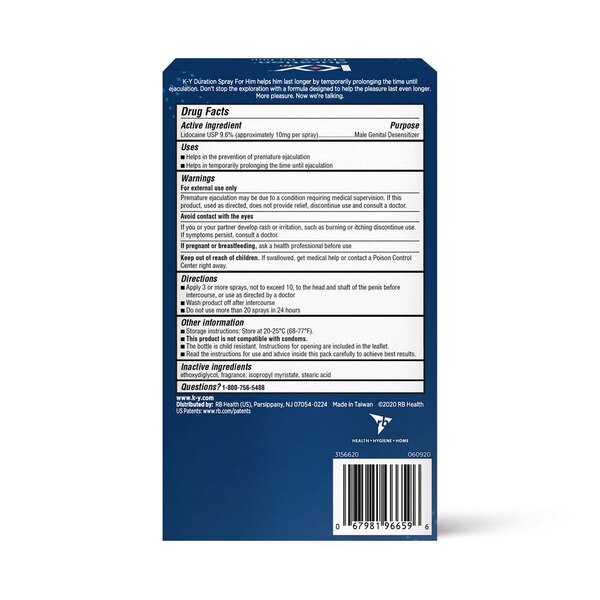 K-Y Duration Male Genital Desensitizer Spray, 36 Sprays