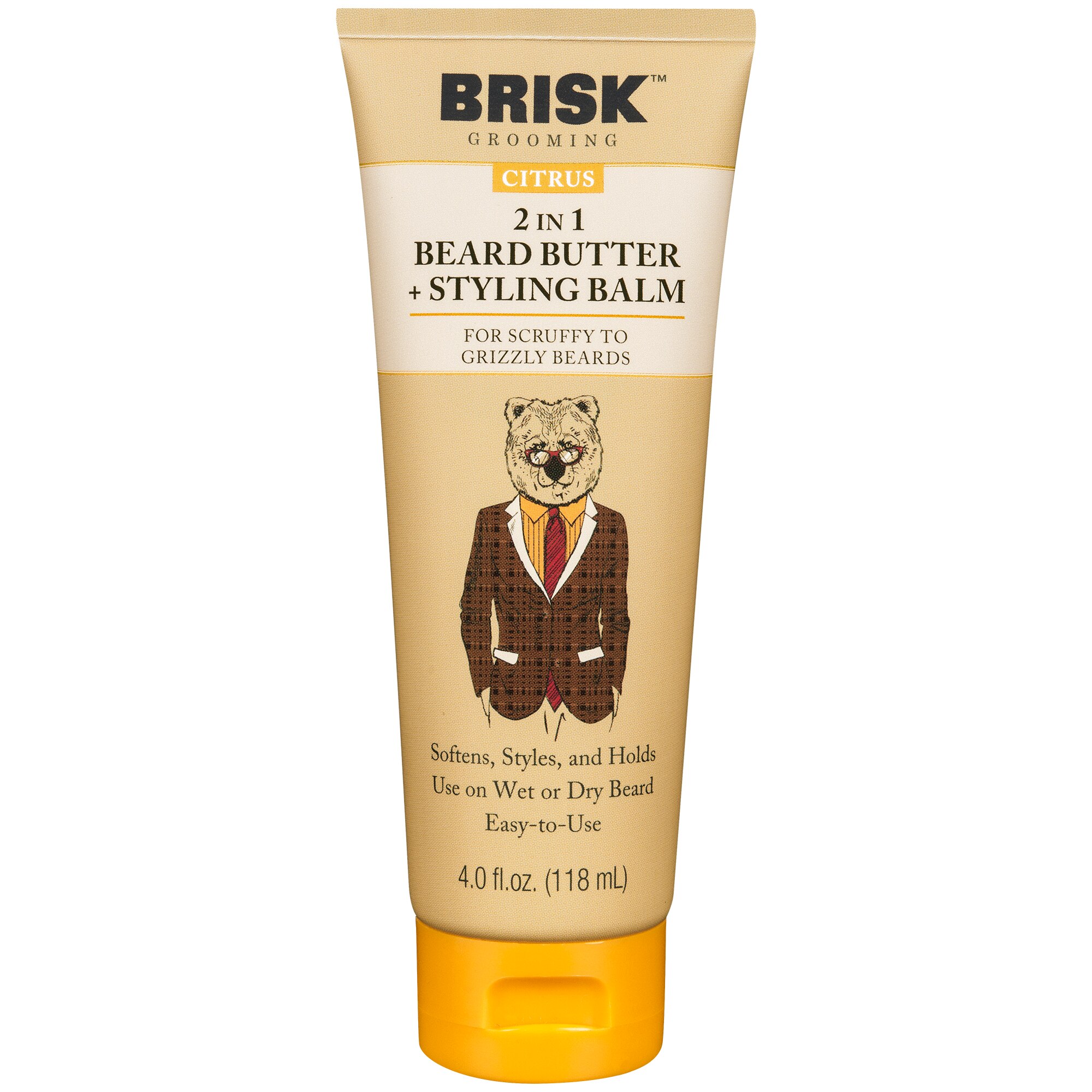 Brisk Grooming - Crema + bálsamo para barba 2 en 1, Citrus, 4 oz