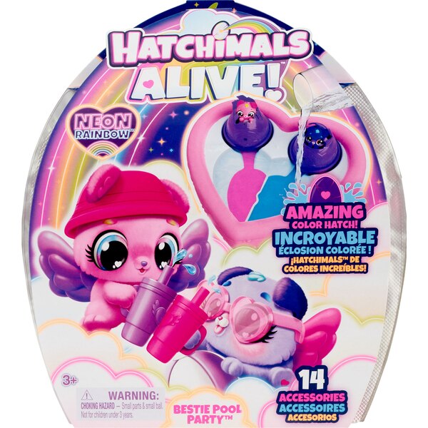 Hatchimals Alive! Neon Rainbow Bestie Pool Party
