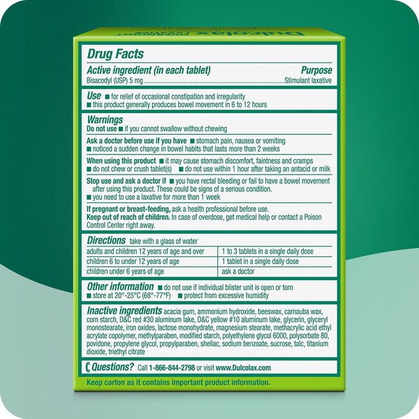 Dulcolax Stimulant Laxative Tablets, Overnight Relief