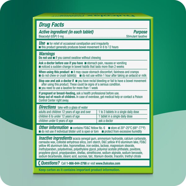 Dulcolax Stimulant Laxative Tablets, Overnight Relief