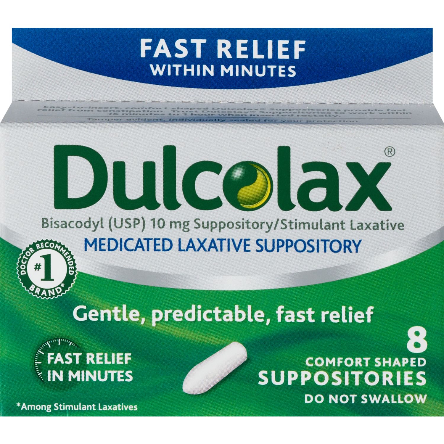 Dulcolax Fast Relief Medical Laxative Suppositories, 8 CT