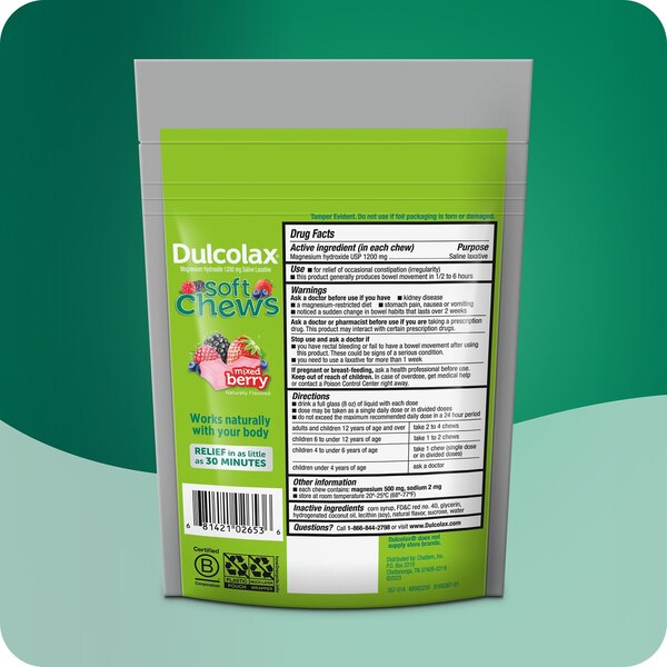 Dulcolax Soft Chews Laxative, Mixed Berry, 30 CT