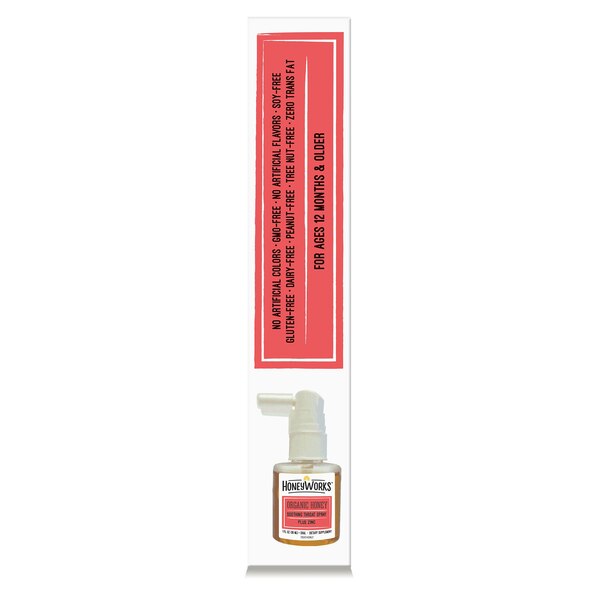 HoneyWorks Organic Honey Soothing Throat Spray with Zinc, 1 OZ