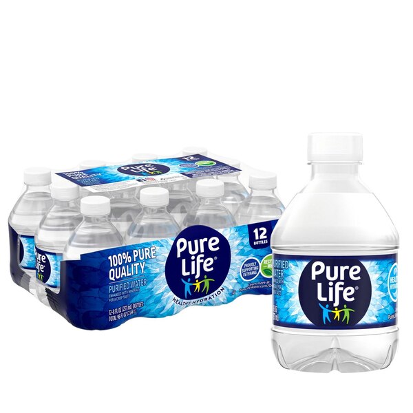 Pure Life, Purified Water, 8 Fl Oz, Plastic Bottled Water (12 Pack)