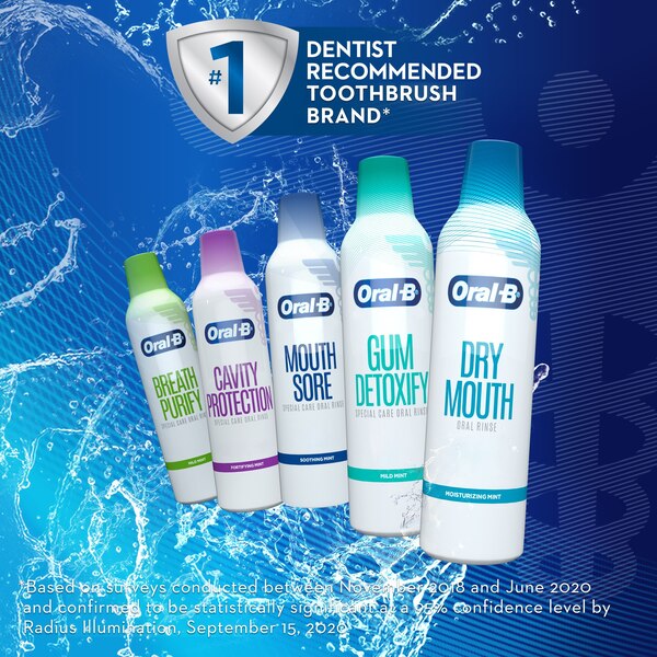Oral-B Dry Mouth Oral Rinse Mouthwash, Moisturizing Mint, 475 mL (16 fl oz)