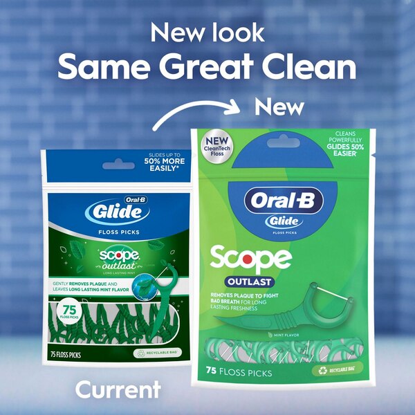 Oral-B Glide Scope Outlast Floss Picks, 75 CT