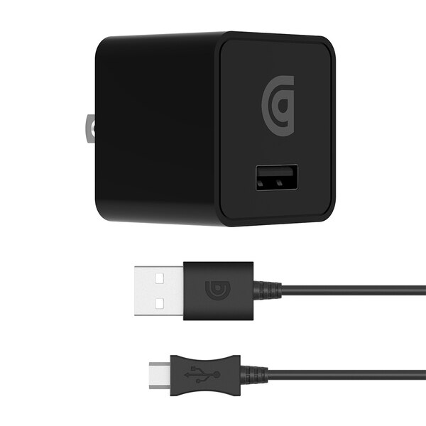 Griffin PowerBlock Universal USB-A 12W Wall Charger with USB-A to Micro-USB Cable - Black. Lifetime Warranty.