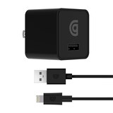 Griffin PowerBlock Universal USB-A 12W Wall Charger with USB-A to Lightning Cable - Black. Lifetime Warranty., thumbnail image
