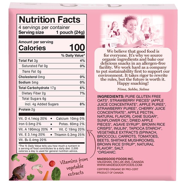 Made Good Strawberry Granola Minis, 4 ct, 3.4 oz