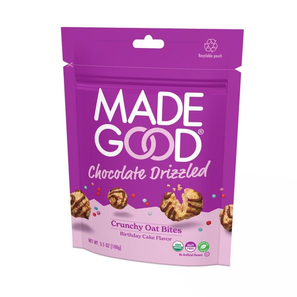 MadeGood Oat Bites Mini Drizzled Birthday Cake, 3.5 oz