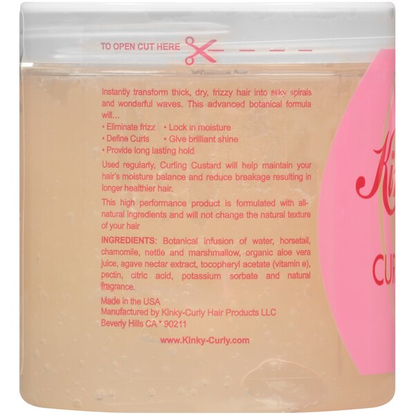 Kinky-Curly Curling Custard Natural Styling Gel, 8 OZ
