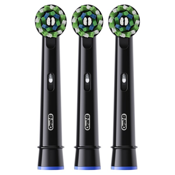 Oral-B CrossAction Electric Toothbrush Replacement Brush Head Refills, Black, 3/Pack