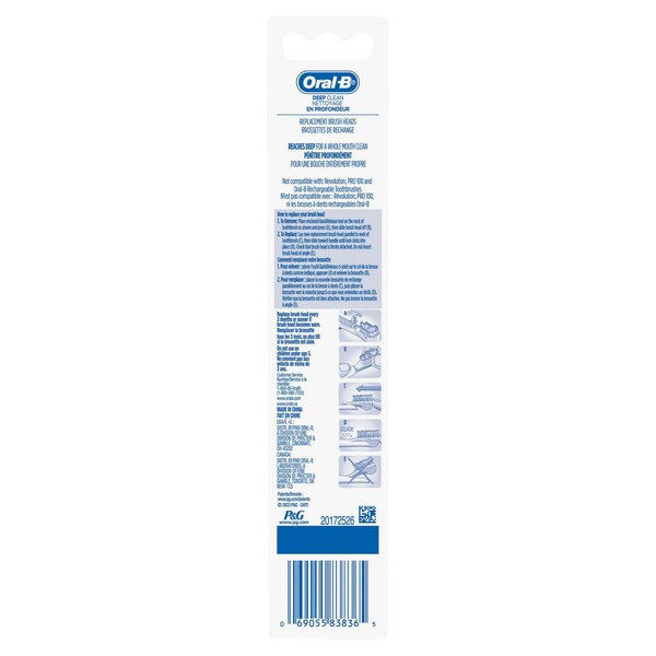 Oral-B Deep Clean Battery Powered Toothbrush Replacement Brush Heads, 2 pack
