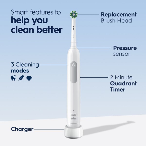 Oral-B Pro 1000 Rechargeable Electric Toothbrush with CrossAction Brush Head, White