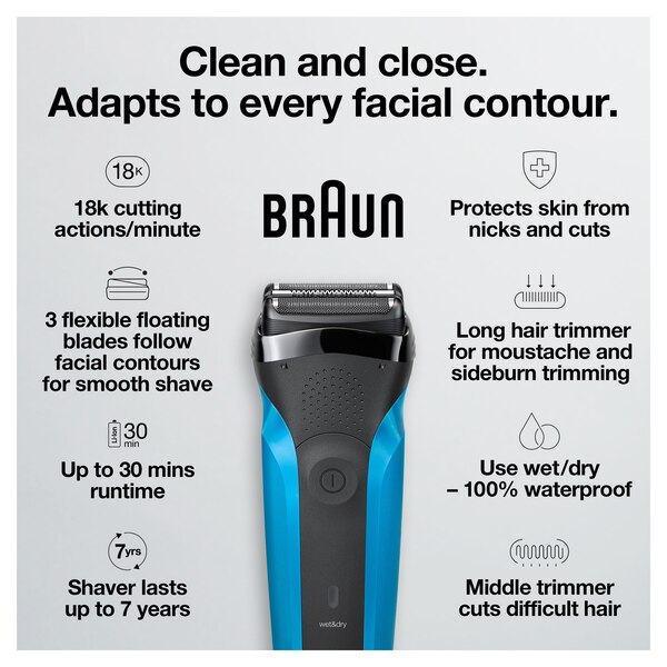 Braun Series 3 310s Wet & Dry Rechargeable Electric Foil Shaver