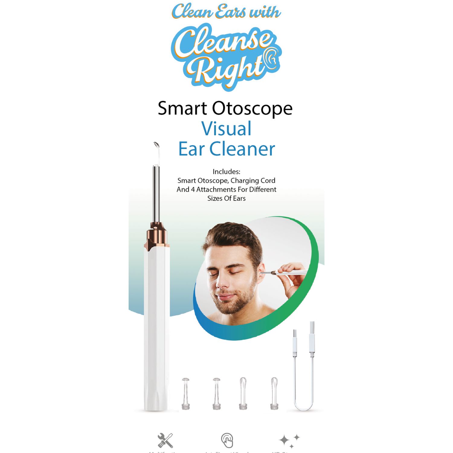 Blue Echo Care Cleanse Right Bluetooth-Enabled Otoscope