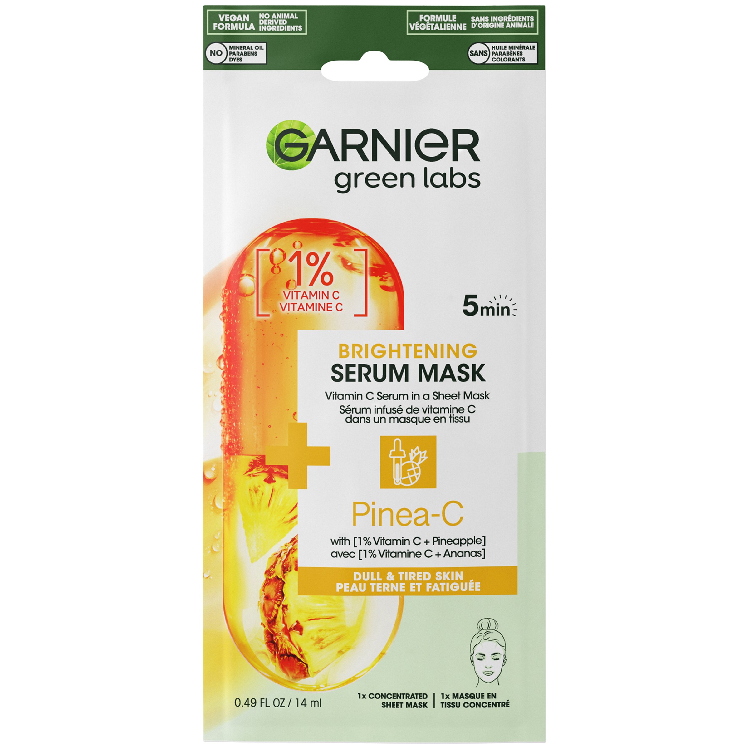 Garnier Green Labs Pinea-C Brightening Serum Sheet Mask with Vitamin C