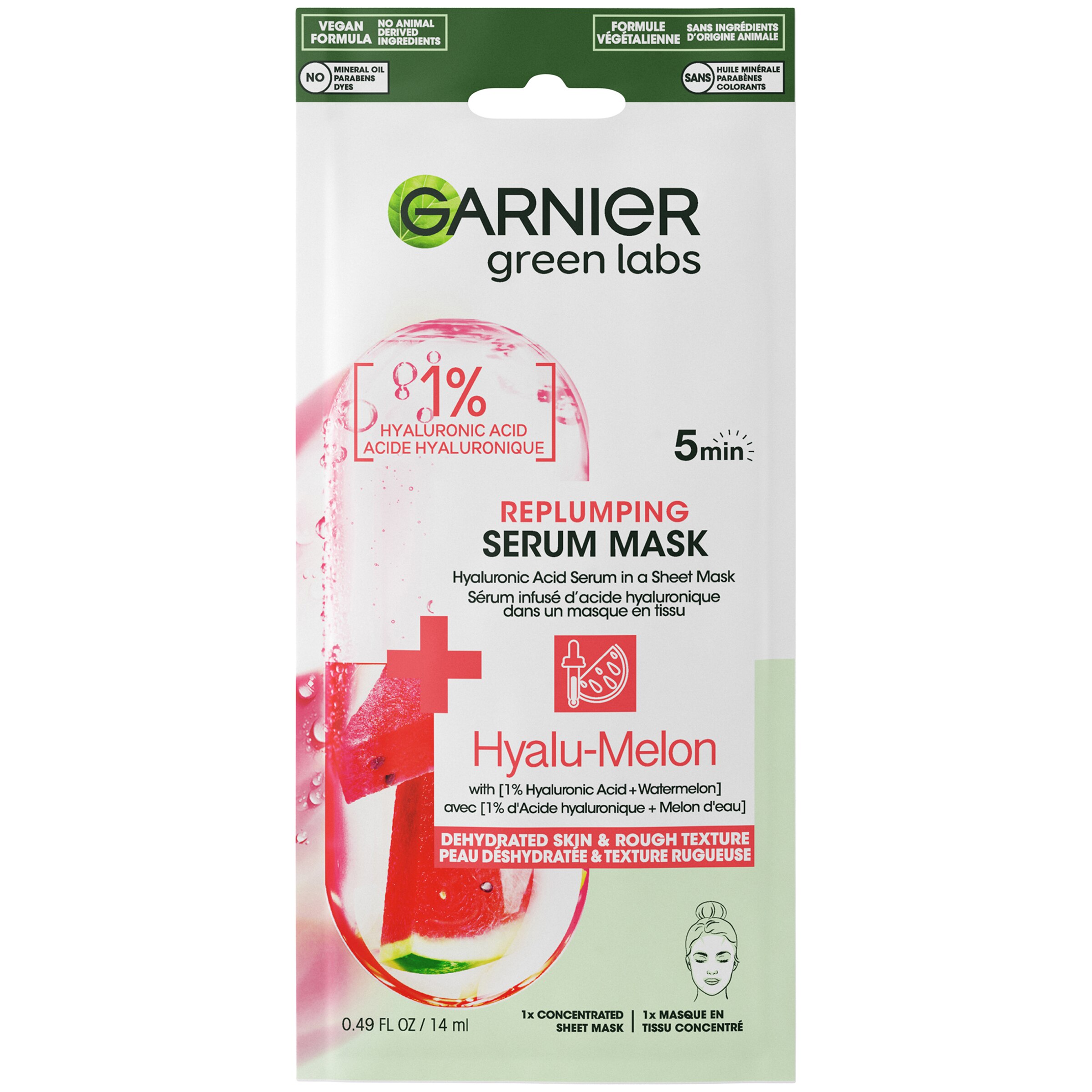 Garnier Green Labs Hyalu-Melon Replumping Hydrating Serum Sheet Mask