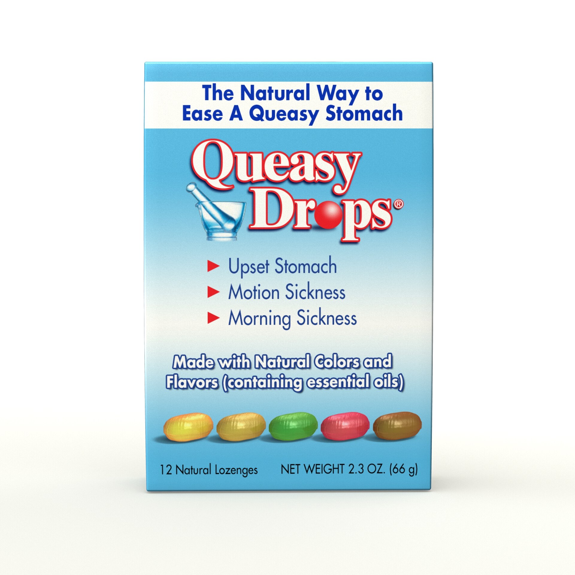 Queasy Drops, 12 CT, Green Tea and Lemon, Ginger, Sour Raspberry, Banana and Cola