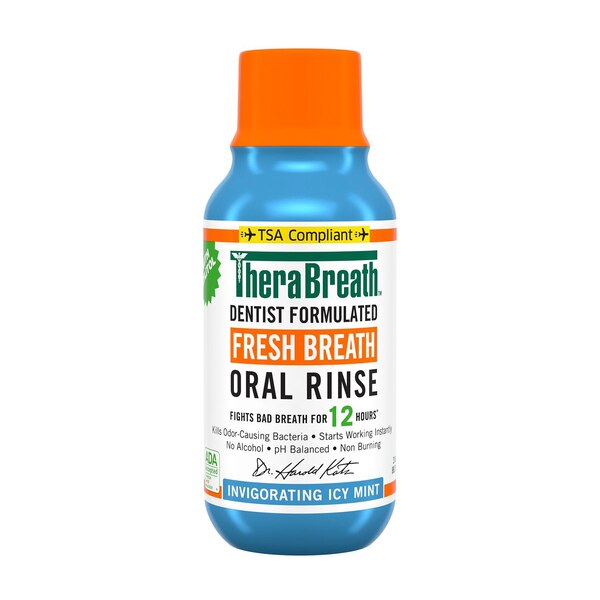 TheraBreath Oral Rinse, Fresh Breath, Icy Mint, 3 OZ