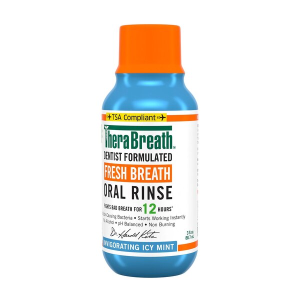 TheraBreath Oral Rinse, Fresh Breath, Icy Mint, 3 OZ