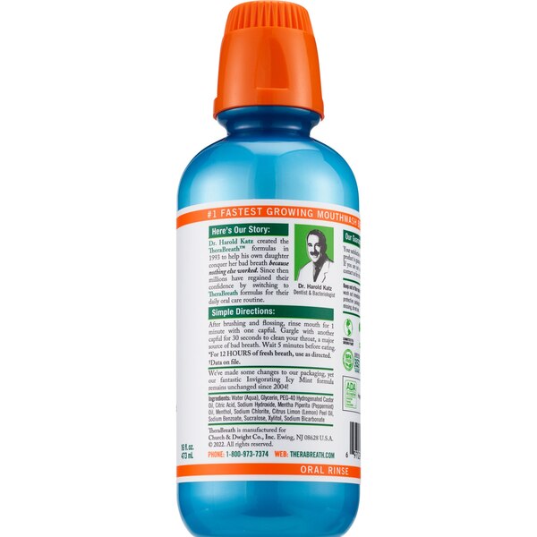 TheraBreath 24-Hour Fresh Breath Oral Rinse, Alcohol-Free, Invigorating Icy Mint